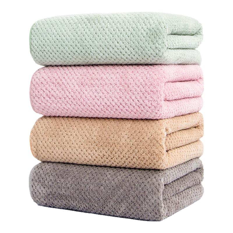 三利浴巾 A类珊瑚绒柔软吸水菠萝格浴巾干裹巾 70*140cm 咖色