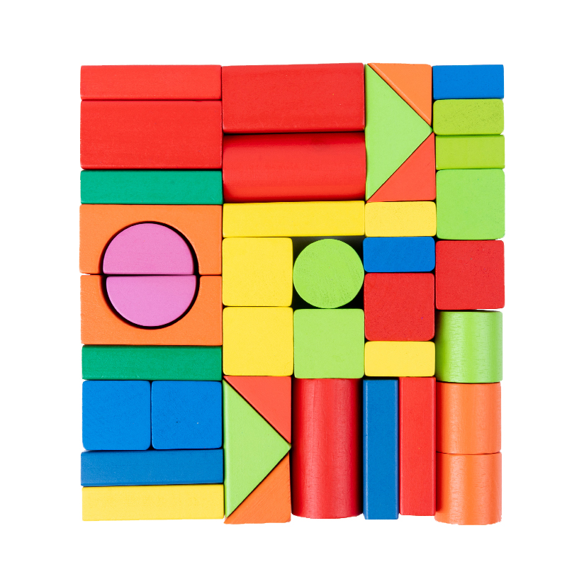 儿童100大颗粒积木拼装玩具益智力实木质宝宝幼儿园早教木质40颗