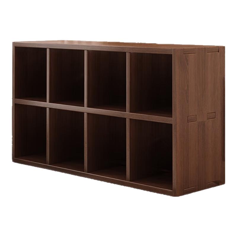 米客米家（MIKEMIJIA）实木书架落地矮柜置物架家用收纳展示柜书房模块化满墙组合书柜 【八格柜】cm