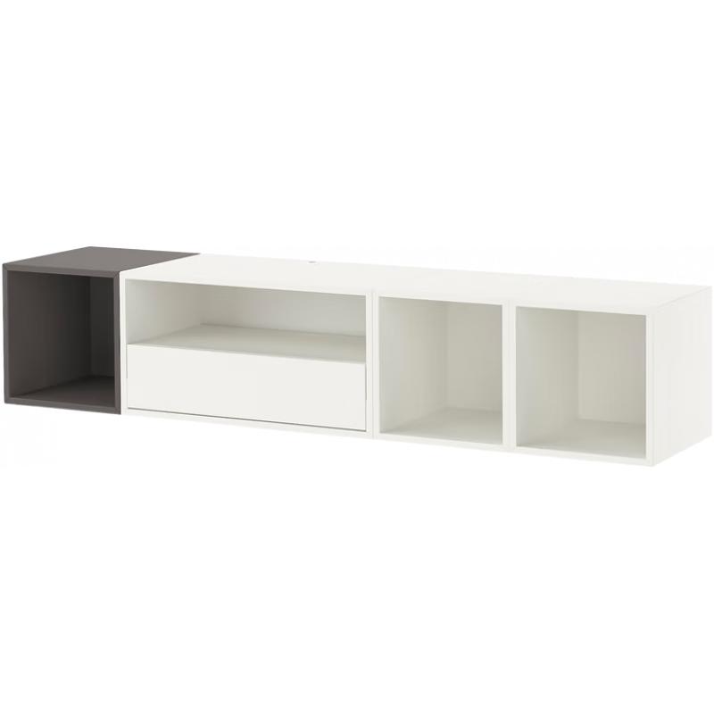 宜家（IKEA）EKET伊克特多媒体设备架电视柜理线整理柜家用 白色/深灰色储物组合
