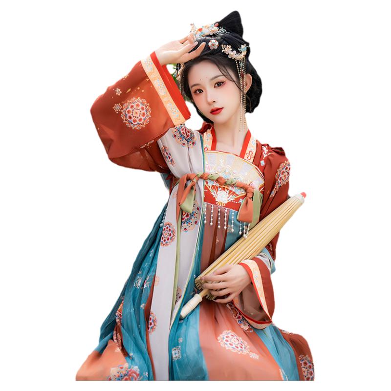 扇中芳华原创齐胸襦裙汉服女2024秋季复原款仙气唐制古装