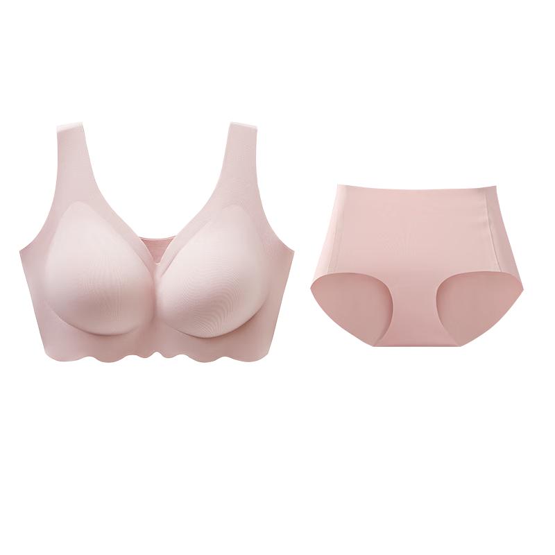 都市丽人内衣女无尺码均码光面无痕薄款聚拢无钢圈文胸套装2B351N 兰花烟