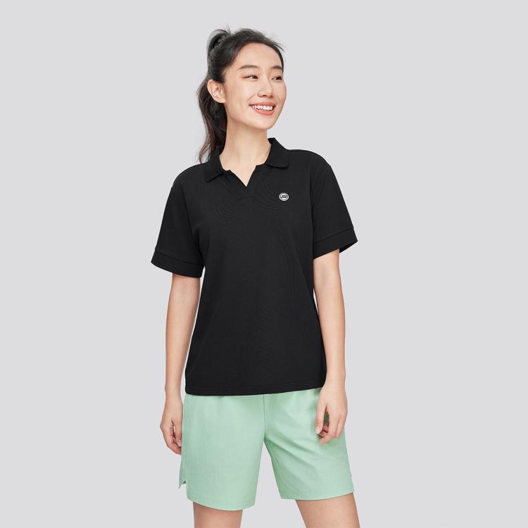 小V领POLO衫短袖衫女运动t恤女夏季