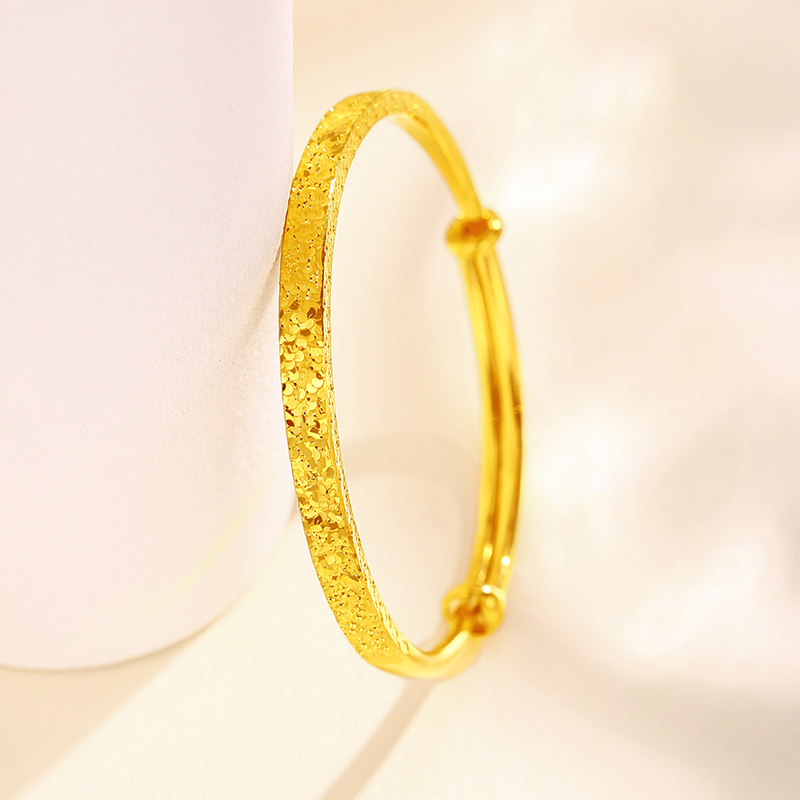 翠绿珠宝 黄金手镯 足金999碎碎冰推拉手镯 礼赠自戴