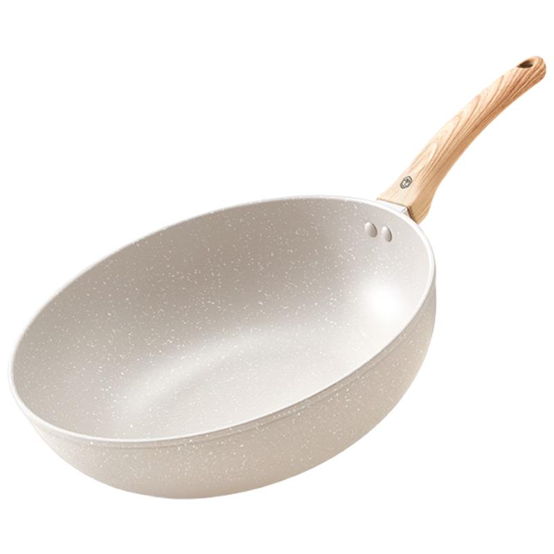 京东京造炒锅 家用麦饭石色不粘多用锅炒菜锅电磁炉燃气灶30cm 【双面麦饭石色】超轻炒锅 30cm