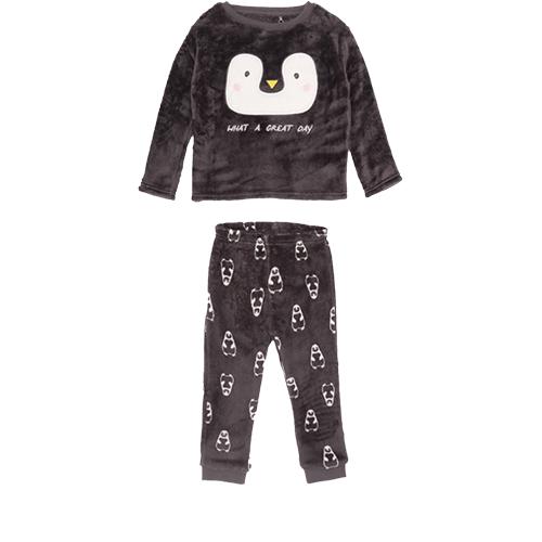 儿童卡通可爱企鹅毛绒保暖外出家具睡衣套装