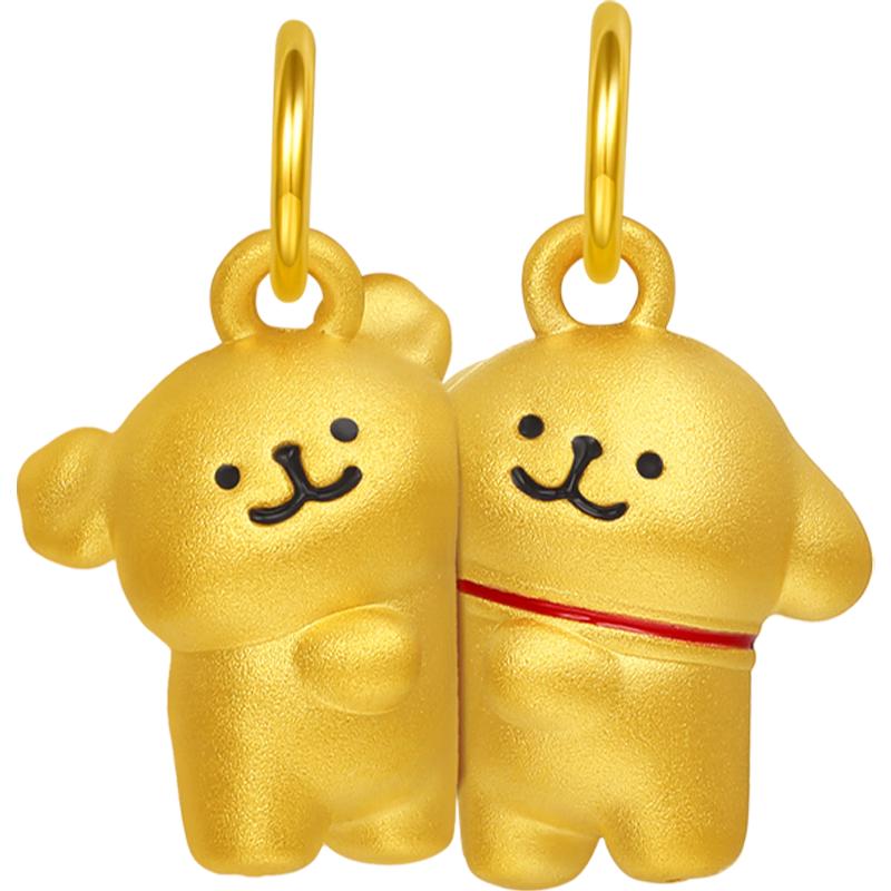 潮宏基 线条小狗黄金吊坠女金挂坠马尔济斯小金毛好朋狗TK 好朋狗，单吊坠（磁吸款，可分开两件）