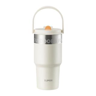苏泊尔 晶瓷双饮拎手保温杯 晨曦白 850mL