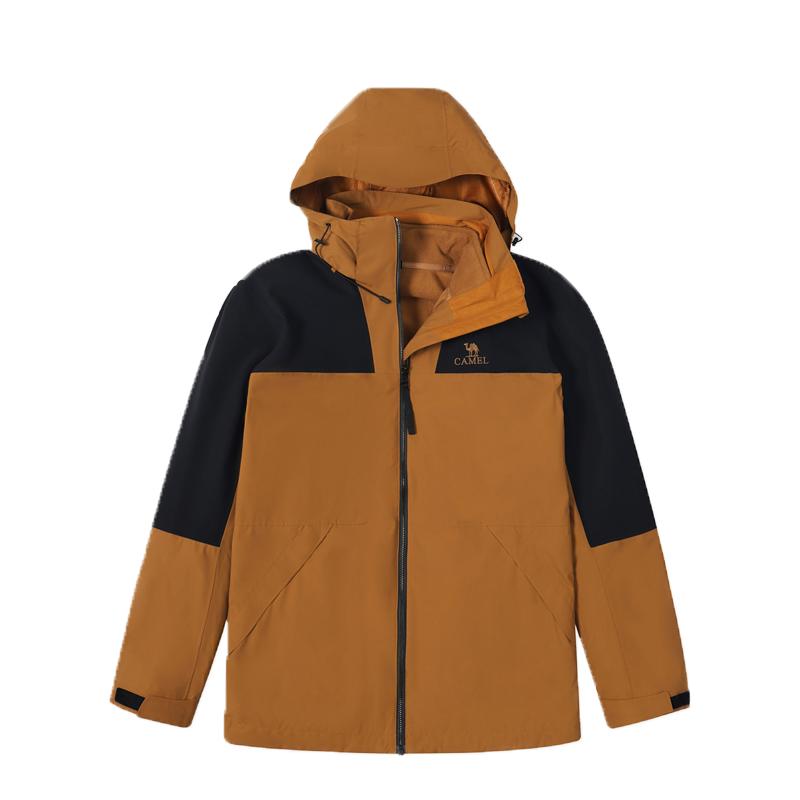 CAMEL骆驼男装冲锋衣男款徒步户外可拆卸防风加厚三合一登山服夹克外套
