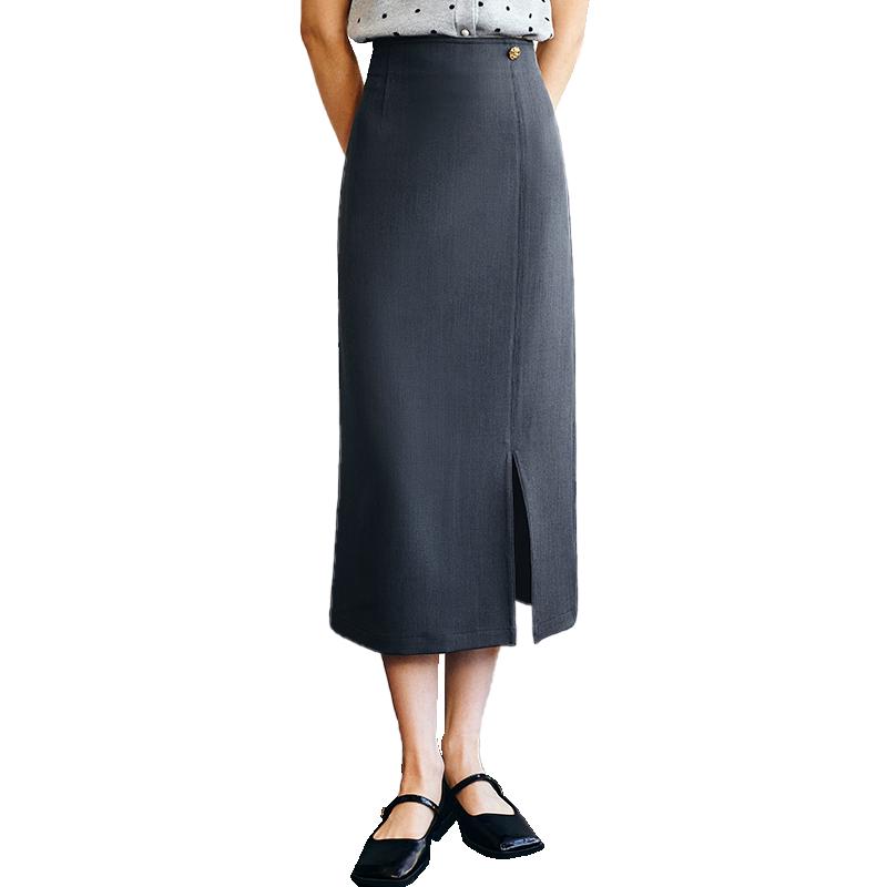 【简约通勤直筒半身裙】2025年春法式百搭侧开叉中长裙女