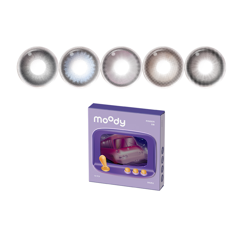 moody紫色美瞳时光机日抛10片彩色隐形眼镜大小直径自然