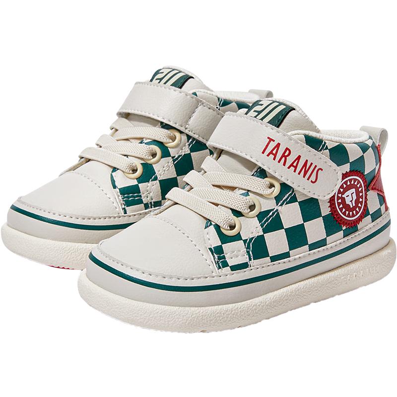 泰兰尼斯211秋季宝宝鞋学步鞋儿童鞋子男童机能鞋童鞋婴儿女童鞋 黑/格纹 秋季超纤 18 内长12.5适合脚长11.3-11.7 黑/格纹 超纤