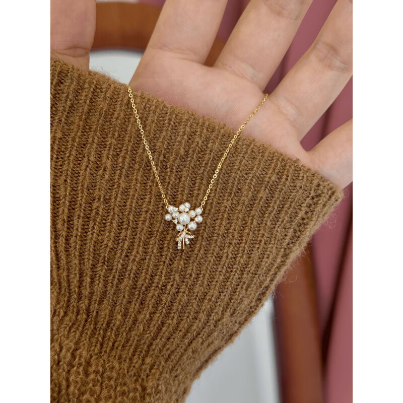 花饰庄园小仙女手捧花珍珠项链精致感气质小众显温柔小清新女 项链