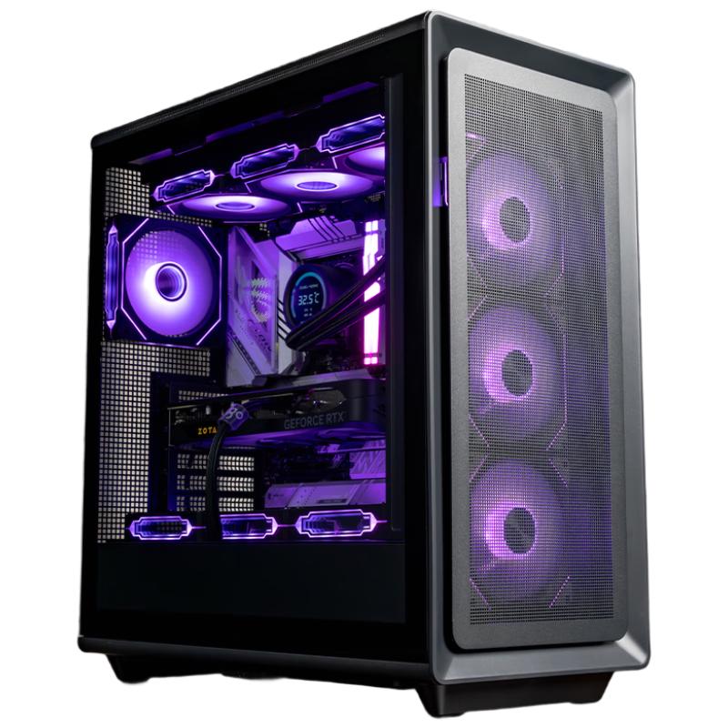 爱国者（aigo）扶摇 千里 贰号黑色 玻璃侧透台式机电脑主机箱 支持360水冷/ATX主板/五面网孔散热