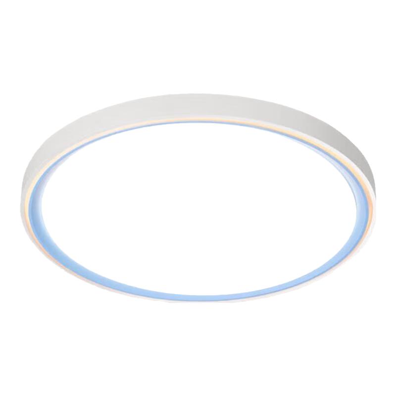 雷士（NVC）全光谱护眼卧室灯奶油风儿童房吸顶灯具 高显色无可视频闪RG0蓝光 32W-蓝色-快装+辅光夜灯