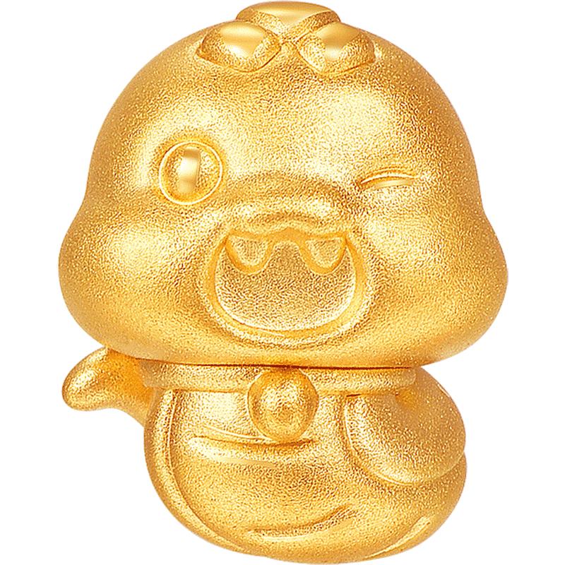 明牌珠宝黄金HAPPY十二生肖手串 硬金蛇年吉祥物AFP1055