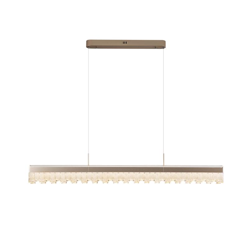 雷士（NVC）25年餐厅吊灯LED全光谱轻奢现代简约一字灯极简吧台餐厅灯具 琉光-70W-1.2M双层上下发光-咖色