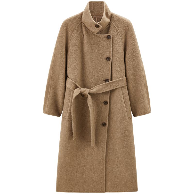 【张婧仪同款】太平鸟大师系列羊驼毛双面呢大衣冬A1AAE4383