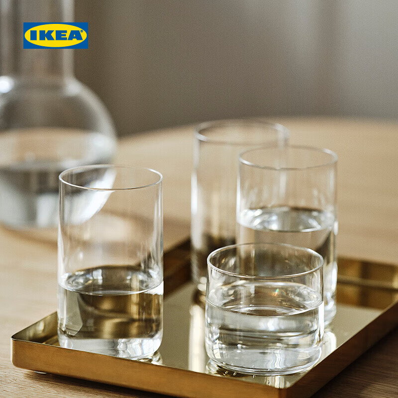 宜家（IKEA）STOCKHOLM斯德哥尔摩透明玻璃水杯饮料杯 水杯400ml+水瓶1.3L
