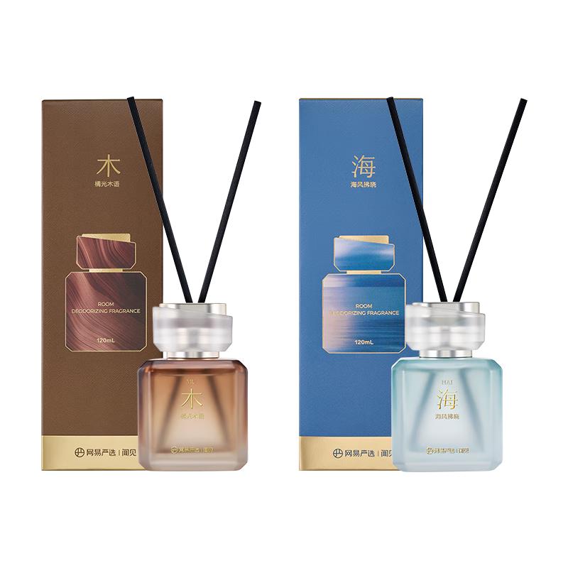 网易严选居室除味香氛空气清新剂 室内卧室家用礼盒木语+海风 【2瓶装】橘光木语+海风拂晓