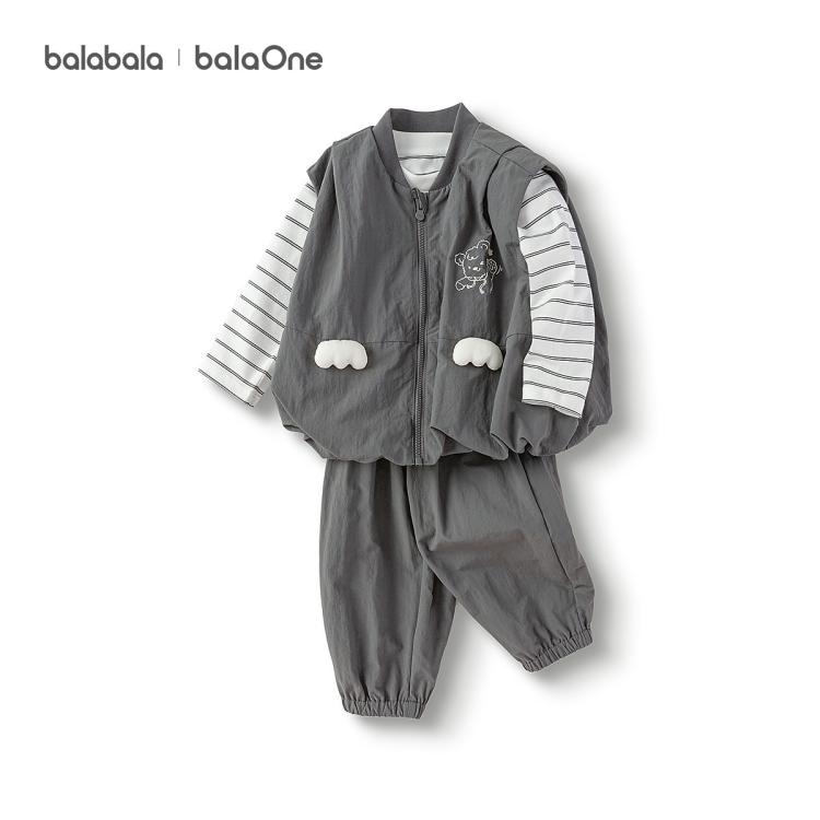 巴拉巴拉 balaOne婴幼套装女童秋季套装宝宝男童套装三件套儿童套装