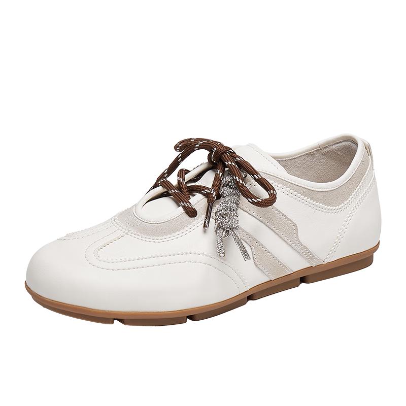 思加图杨幂同款2025秋季小琴键德训鞋阿甘鞋女鞋EG701CM5 百搭米白 37