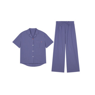 内外 橙标款条纹家居服短袖长裤套装睡衣女款NW241WL5601