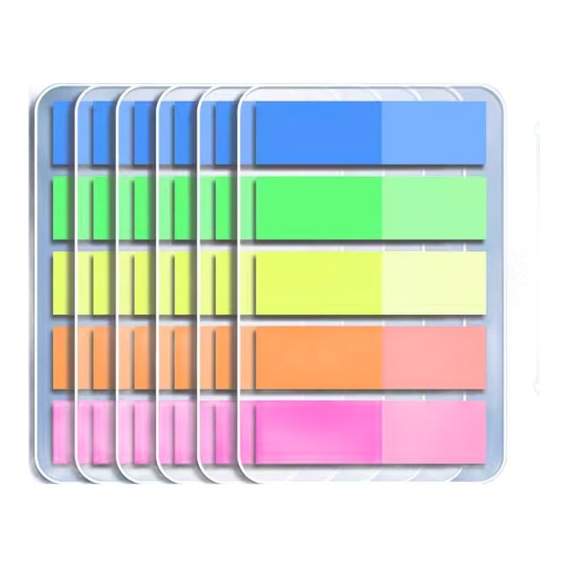 真彩索引贴标签纸便签贴可书写标记小条塑料书签记号透明页码荧光彩色便利贴贴纸便签纸办公用手写可撕 【升级品质/撕取无痕】平头/800枚