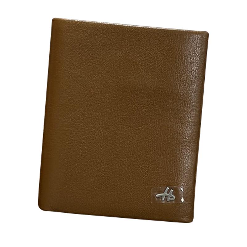 暇步士（Hush Puppies）男士钱包短款头层牛皮商务多功能钱夹男横款时尚票夹送父亲 啡色HC-1551402A-504