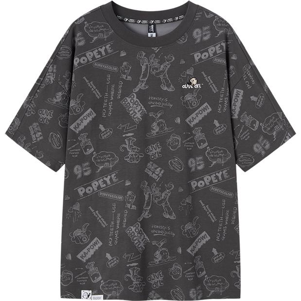 【凉感抑菌】夏大力水手联名oversize衣服满印针织T恤女