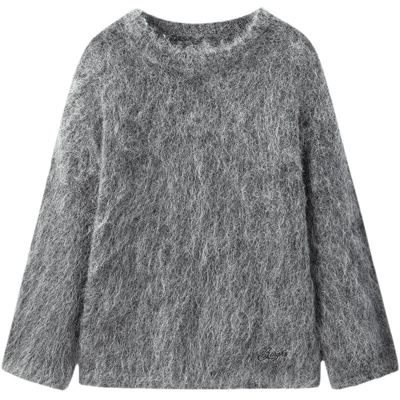 【慵懒感长毛套衫】冬绵羊毛马海毛混纺针织毛衫女毛衣内搭