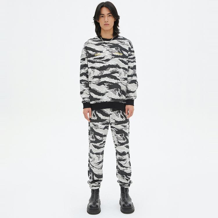 圆领卫衣男春季宽松印花针织套头衫潮流迷彩男士卫衣