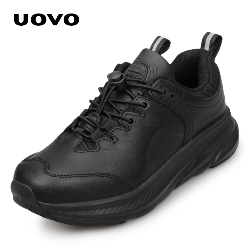 UOVO男童鞋子春秋季牛二层皮黑色小皮鞋英伦风男童鞋