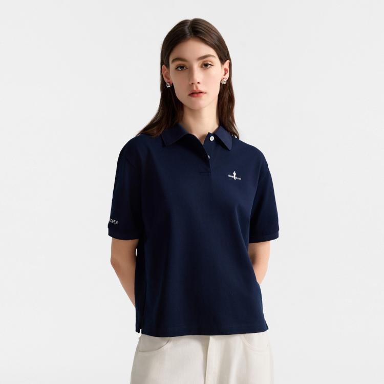 比音勒芬 25春夏女装时尚百搭上衣多色微廓短袖POLO衫T恤