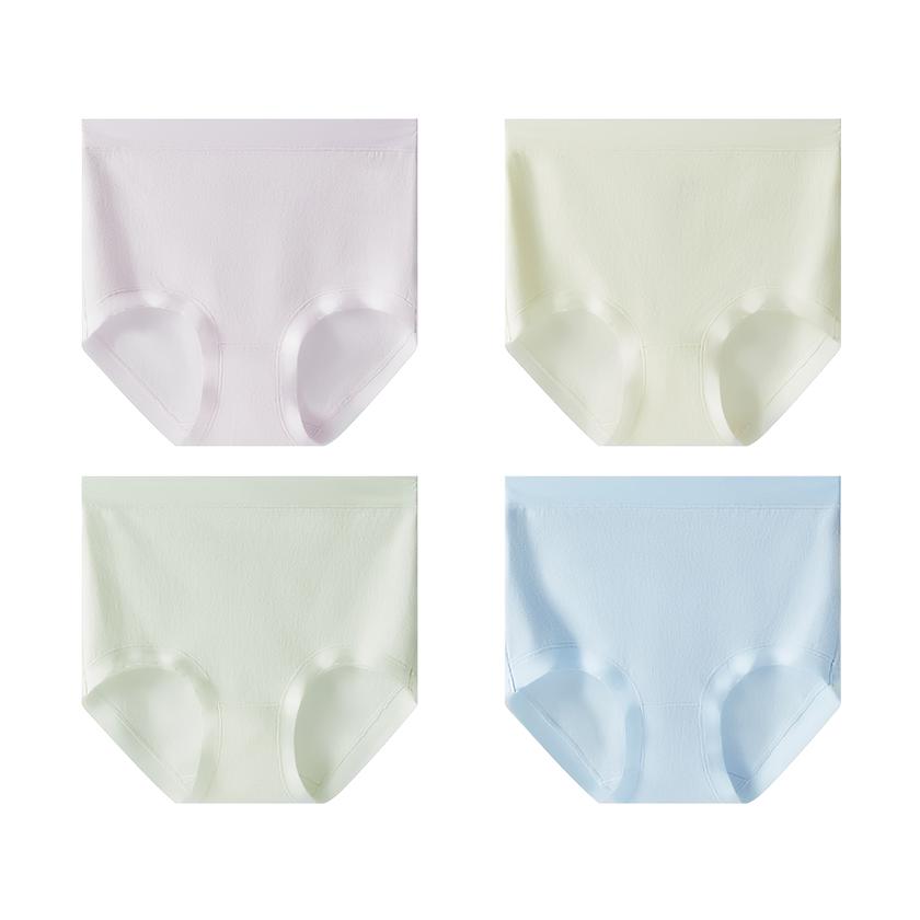 Ordifen 【100%纯棉抑菌底裆】四条装女士内裤高腰收腹薄款透气三角裤