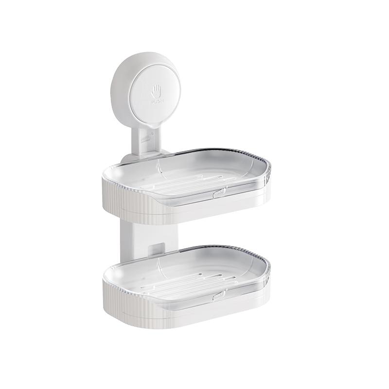 太力吸盘肥皂盒壁挂式卫生间上墙香皂盒高档免打孔置物架沥水双层1个