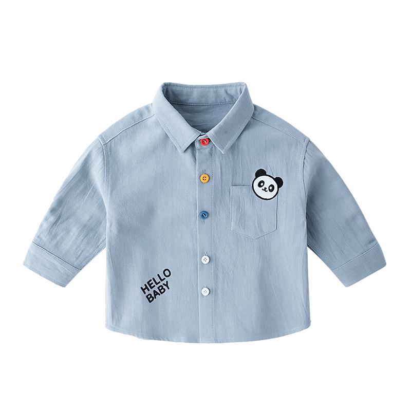嘟嘟家 【100%纯棉】宝宝衬衫秋季洋气婴儿衬衣秋装男童上衣女童衣服