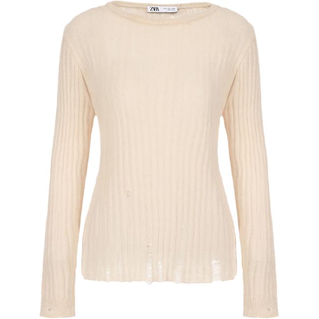 女士宽松时尚套头圆领镂空针织衫毛衣