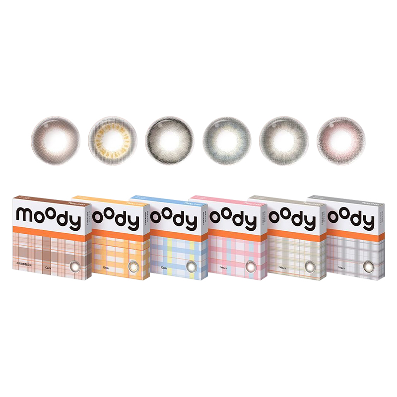 moody彩色隐形眼镜美瞳日抛10片小情绪三明治工艺大直径