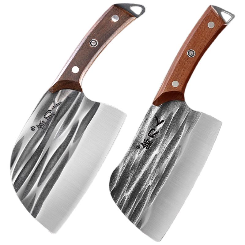 赊刀人厨房刀具菜刀不锈钢锋利家用古法锻打刀圆头切片刀经典斩骨刀组合 切片斩骨刀组合