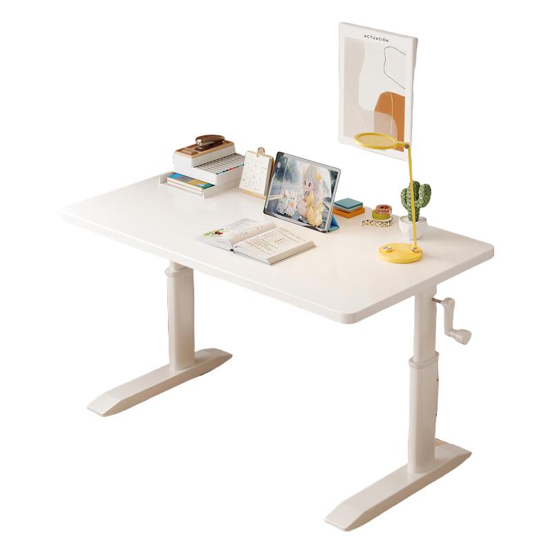 立太（LEADTEK）实木升降电脑桌书桌家用升降学习桌桌椅套装儿童写字桌子 【实木台面/出口级】暖白80