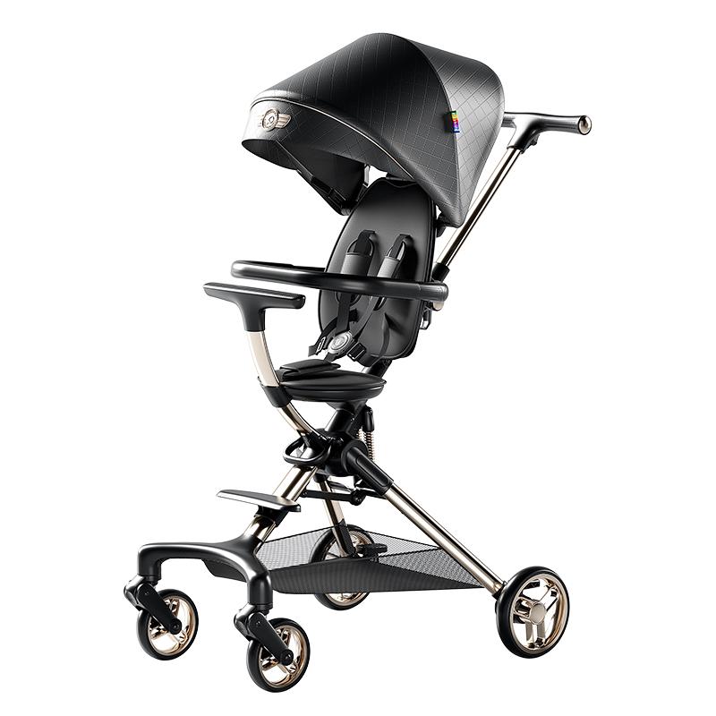 playkids 普洛可 A9遛娃婴儿宝宝溜娃推车儿童手推车轻便可折叠高景观 黑天使