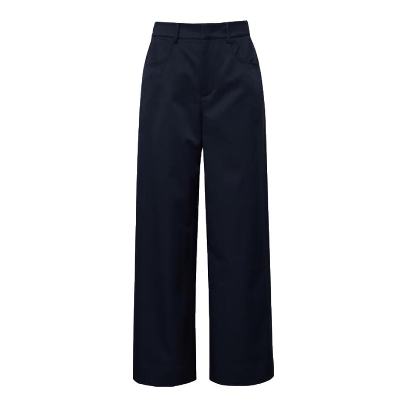 伊芙丽蒋欣代言2025夏装棉感九分直筒裤女通勤透气西装裤轻职场百搭 藏青  S 80-105斤