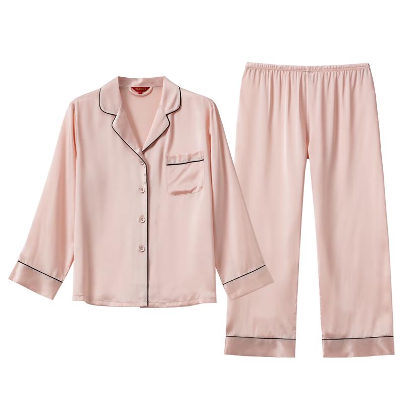 丝界重磅19真丝睡衣女极简色桑蚕丝高级家居服可外穿