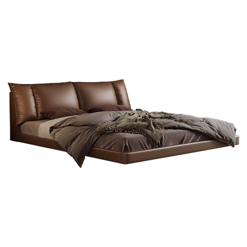 卡尔适现代轻奢悬浮真皮床大小户型主卧大床极简软包双人床1.8米2米星耀 【10CM豪华钢木架】悬浮床 【S级头层黄牛皮】1.8*2.0M