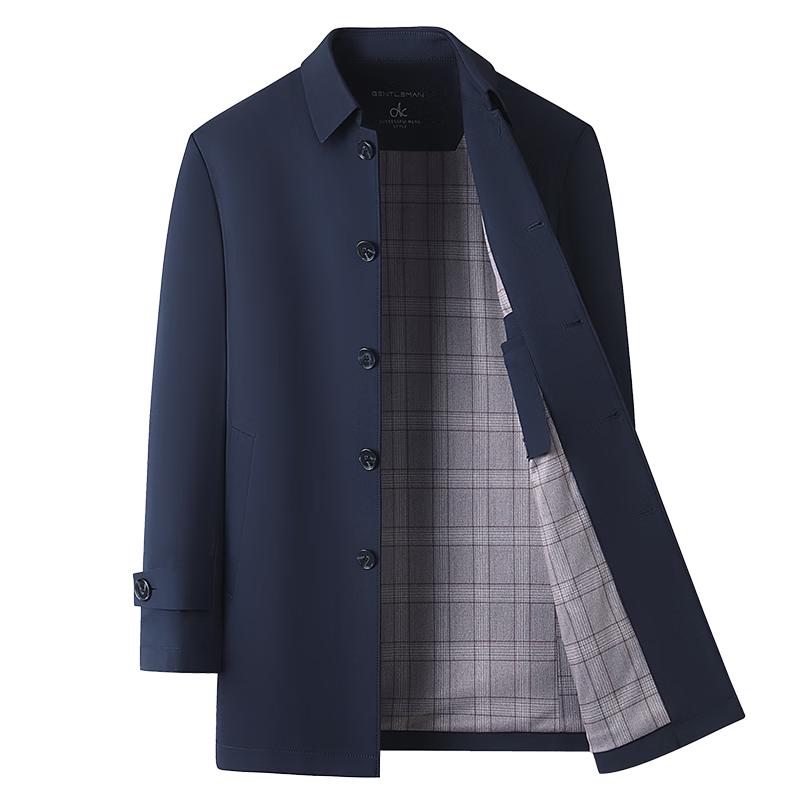 杉杉风衣男士中长款春秋季商务休闲中青年翻领爸爸行政工装夹克外套男