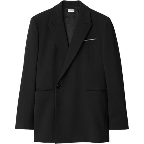 BURBERRY博柏利 【轻奢高级】男式纯色商务通勤拉链口袋带垫肩长袖西服