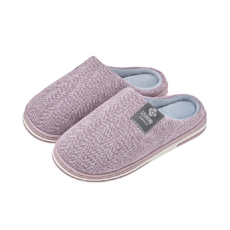 洁丽雅棉拖鞋女士秋冬季室内居家用防滑保暖毛绒拖鞋男士冬天