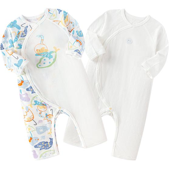 A类两件装纯棉婴儿连体衣2025新生儿宝宝包屁衣夏季薄款透气