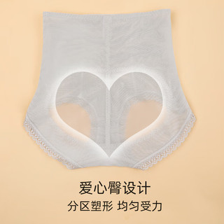 夏.娃.之.秀内裤女夏季蕾丝高腰收腹提臀透气三角内搭美体修身收腹裤K3796 灰蓝1条 L